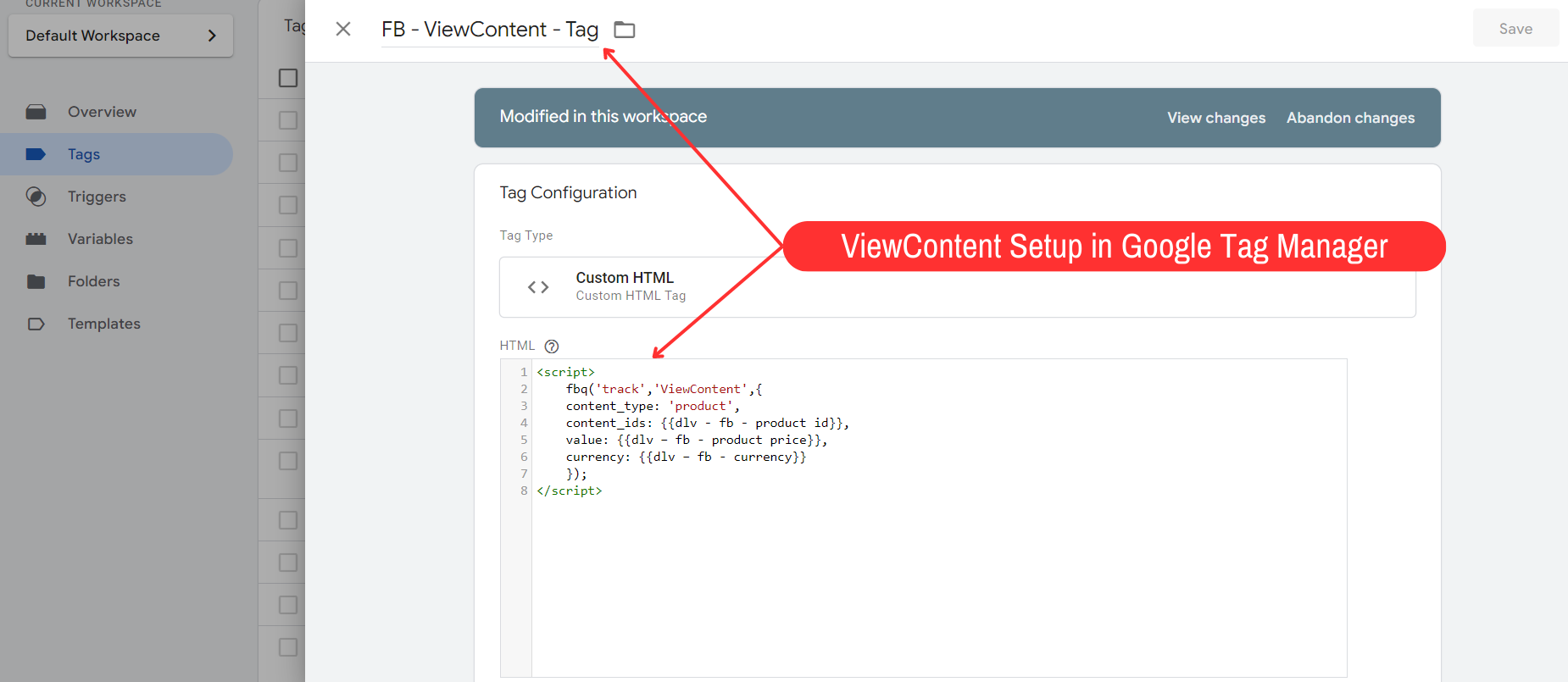 ViewContent Setup in Google Tag Manager
